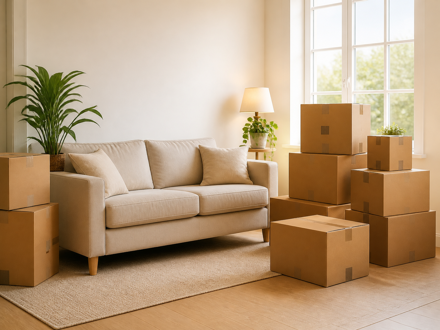 Packed home removals scene